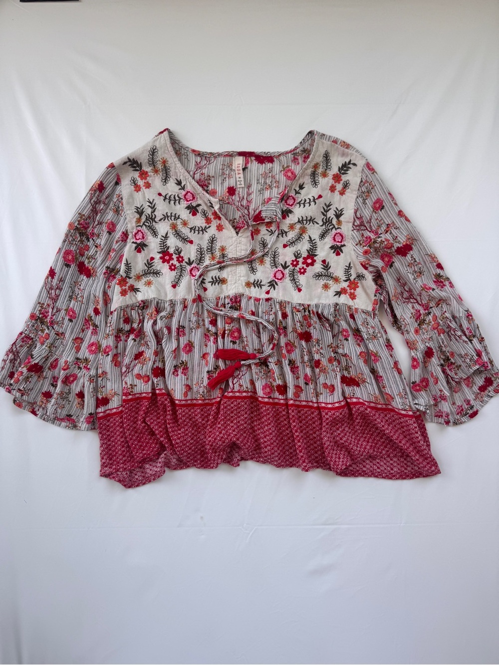 Raga Anthropologie Primrose Printed Embroidered Boho Blouse Medium - Picture 2 of 8